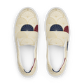 Zapatillas slip-on Escama Déco crema con escamas doradas y acentos burdeos y navy