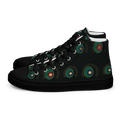 Zapatillas altas Plumaje Real negras con ojos de pluma de pavo real esmeralda y oro