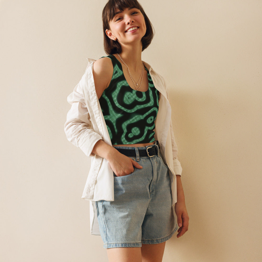 Crop top Malaquita de estampado integral, segunda vista