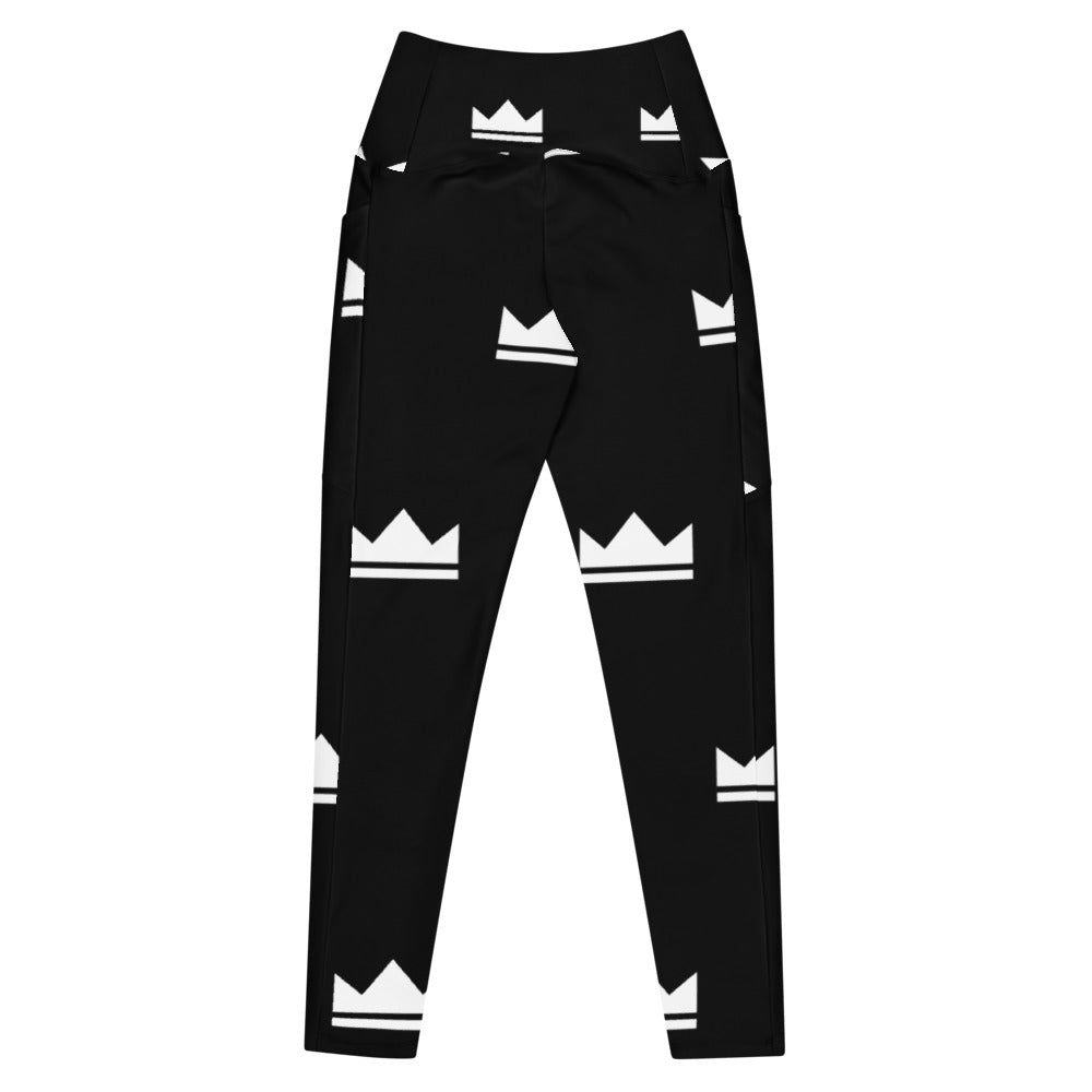 Street Royalty | Leggings Crossover con Bolsillos — Crown Monogram Negro
