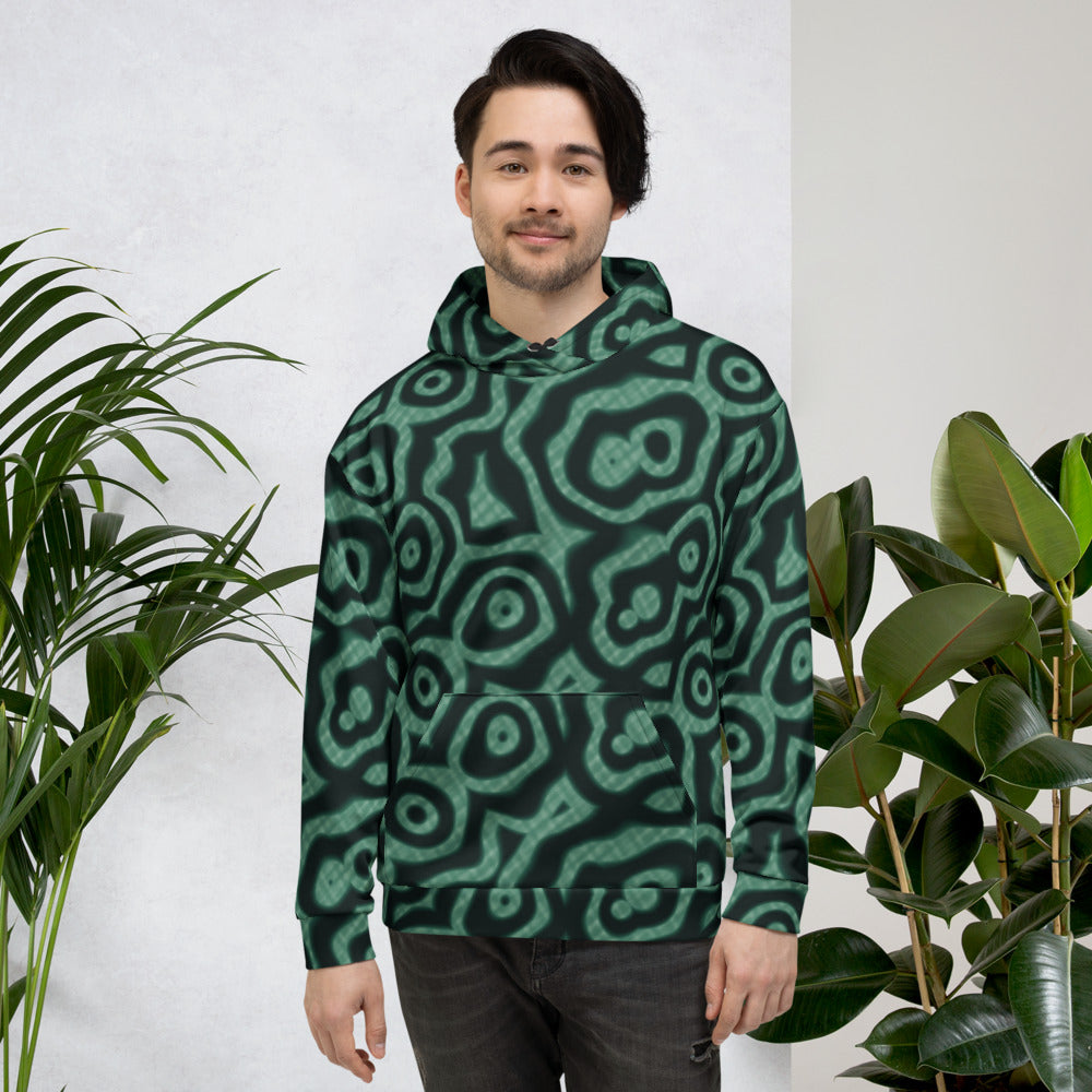 Hoodie Malaquita de estampado integral, plano de estudio