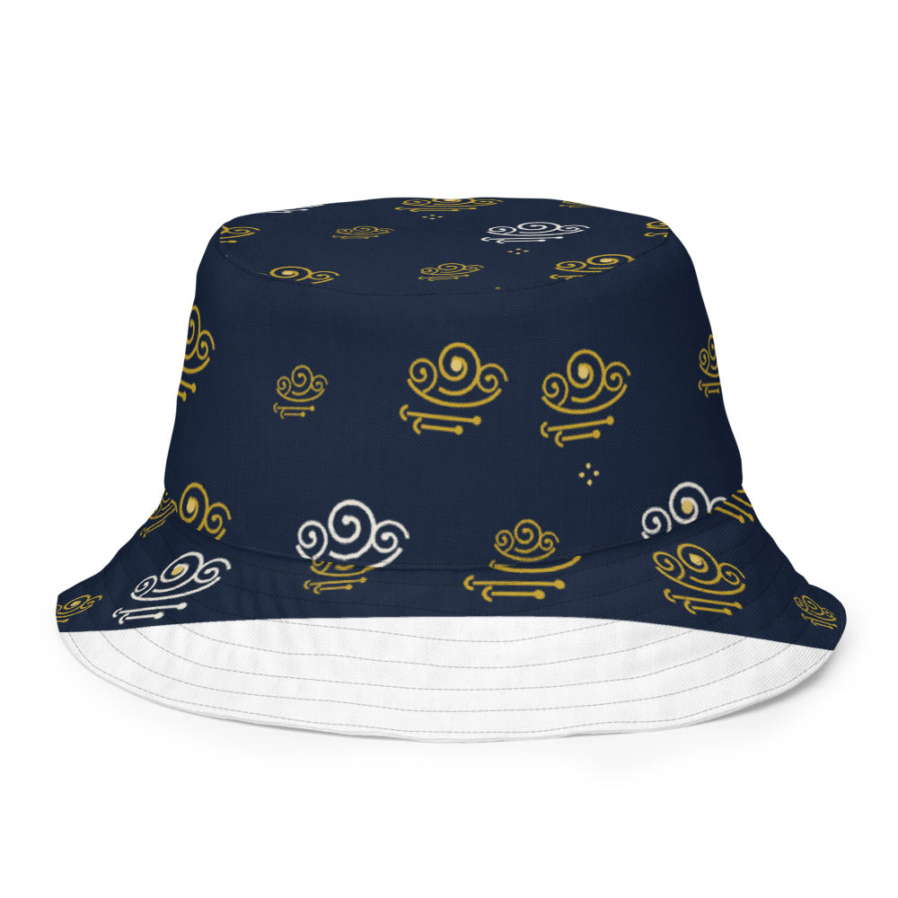 Bucket hat navy con nubes imperiales doradas