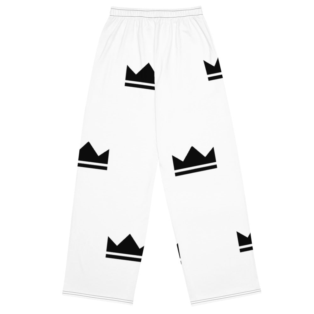 Street Royalty | Pantalón Wide-Leg Mujer — Crown Monogram Blanco