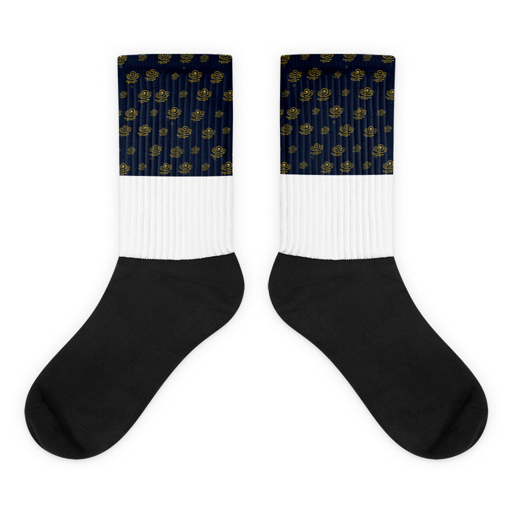 Calcetines navy con nubes imperiales doradas