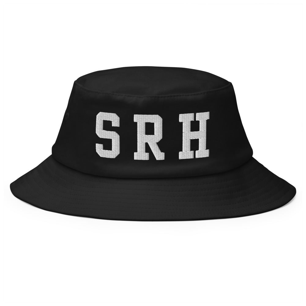 Bucket Hat SRH Varsity bordado en Negro, vista frontal