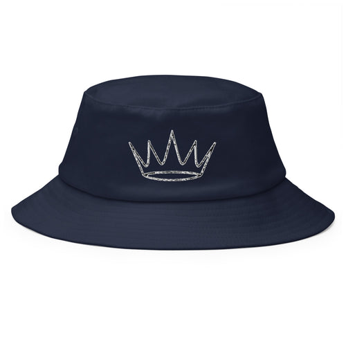 Bucket Hat Corona Lineart bordado en Navy, vista frontal