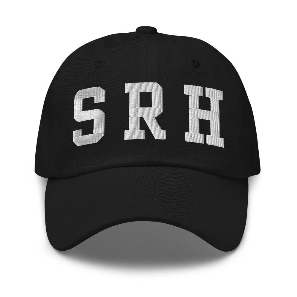 Gorra SRH Varsity bordada en Negro, vista frontal