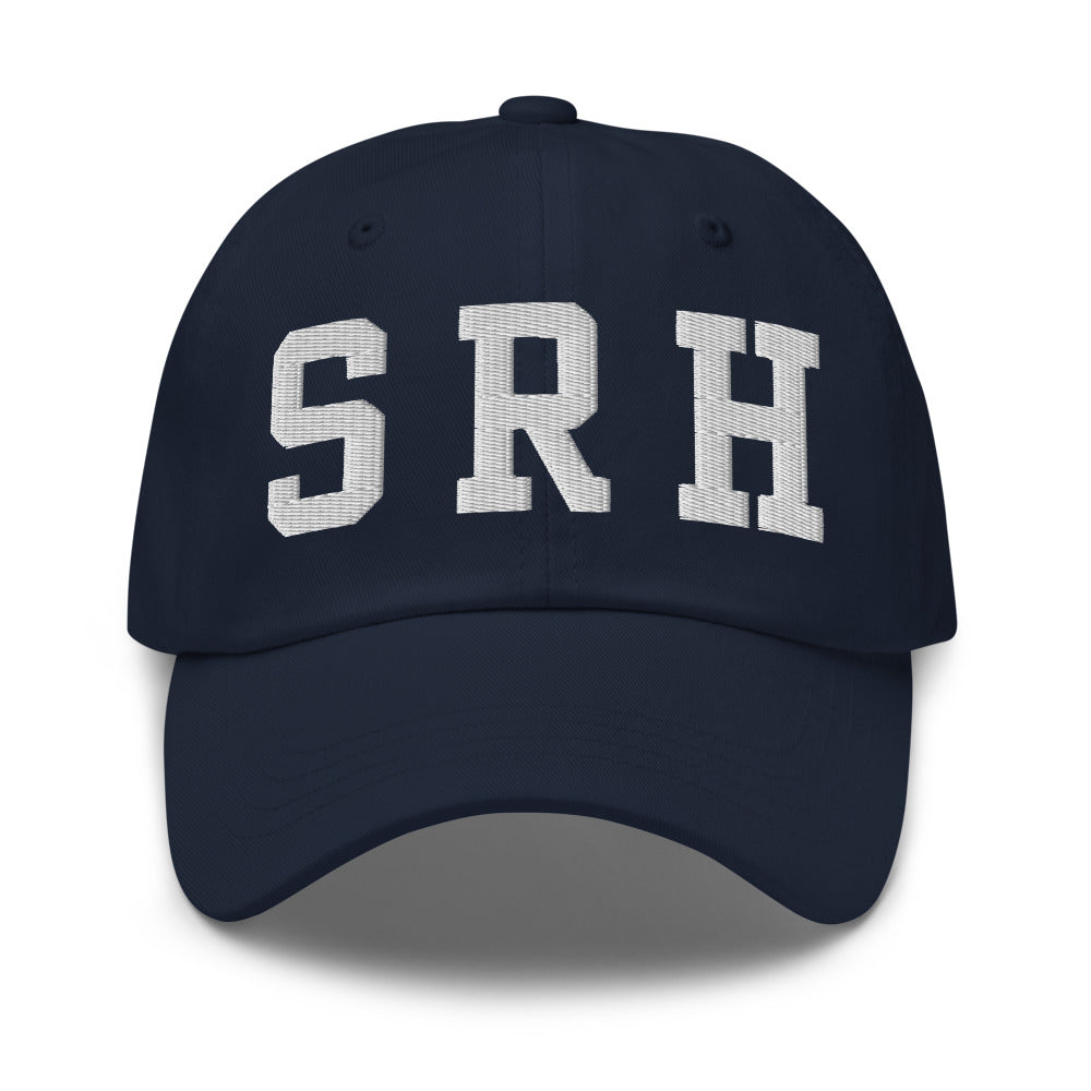 Gorra SRH Varsity bordada en Navy, vista frontal