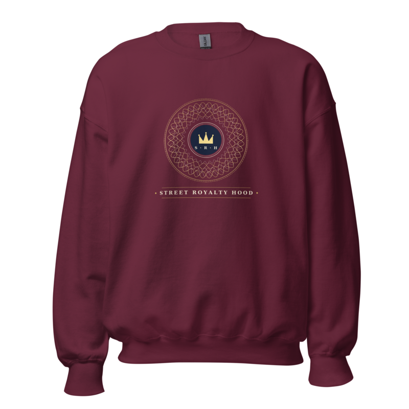 Sudadera Guilloché Real burdeos con rosetón grabado en oro y crema