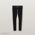 Leggings negros de talle alto con monograma SRH dorado repetido en la pierna