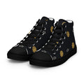 Zapatillas altas negras con patrón Rex de leones y coronas — vista frontal izquierda