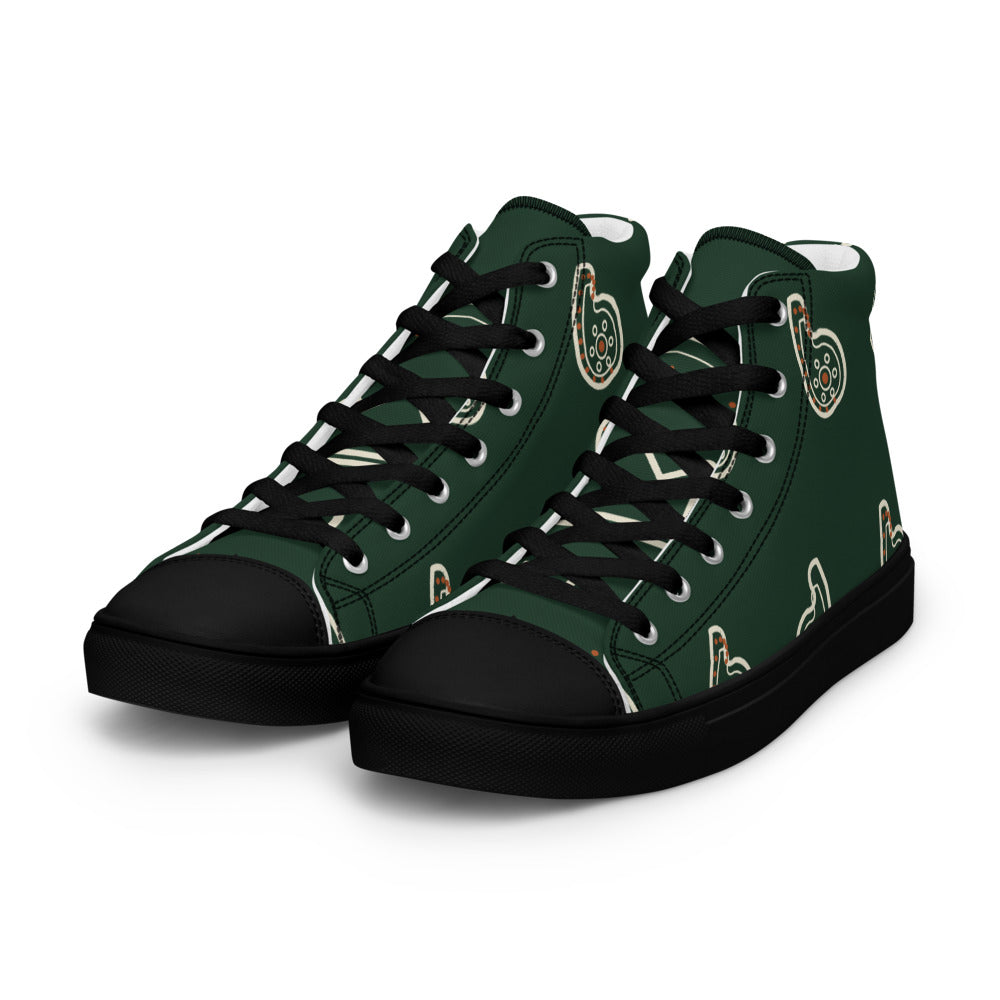 Zapatillas altas verde bosque con paisley crema all-over