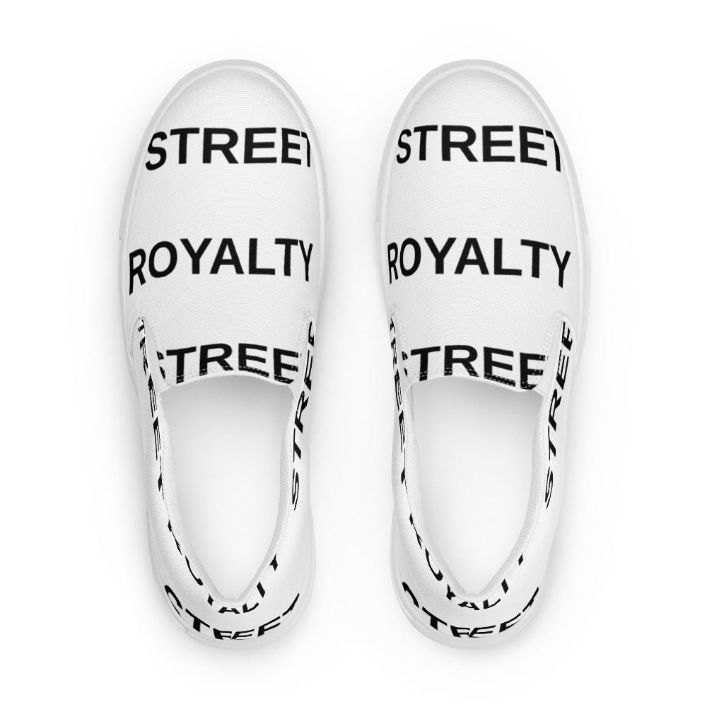 Street Royalty | Zapatillas Slip-On Hombre — Wordmark Blancas
