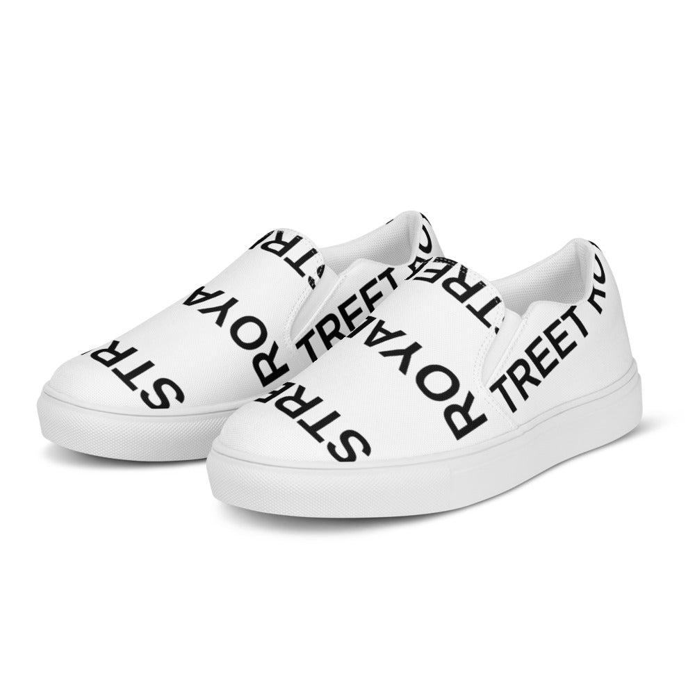 Street Royalty | Zapatillas Slip-On Hombre — Wordmark Blancas