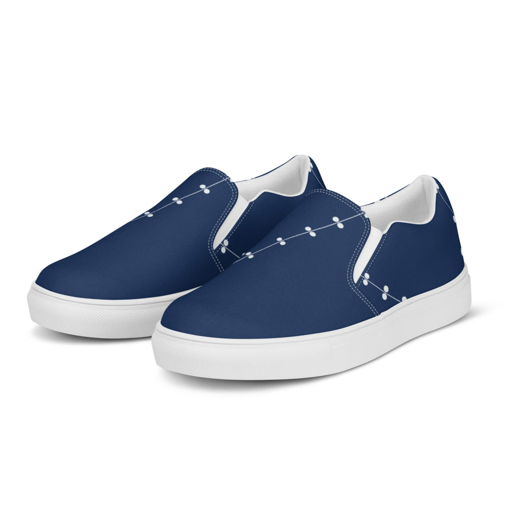 Zapatillas slip-on cianotipo eucalipto — tres cuartos