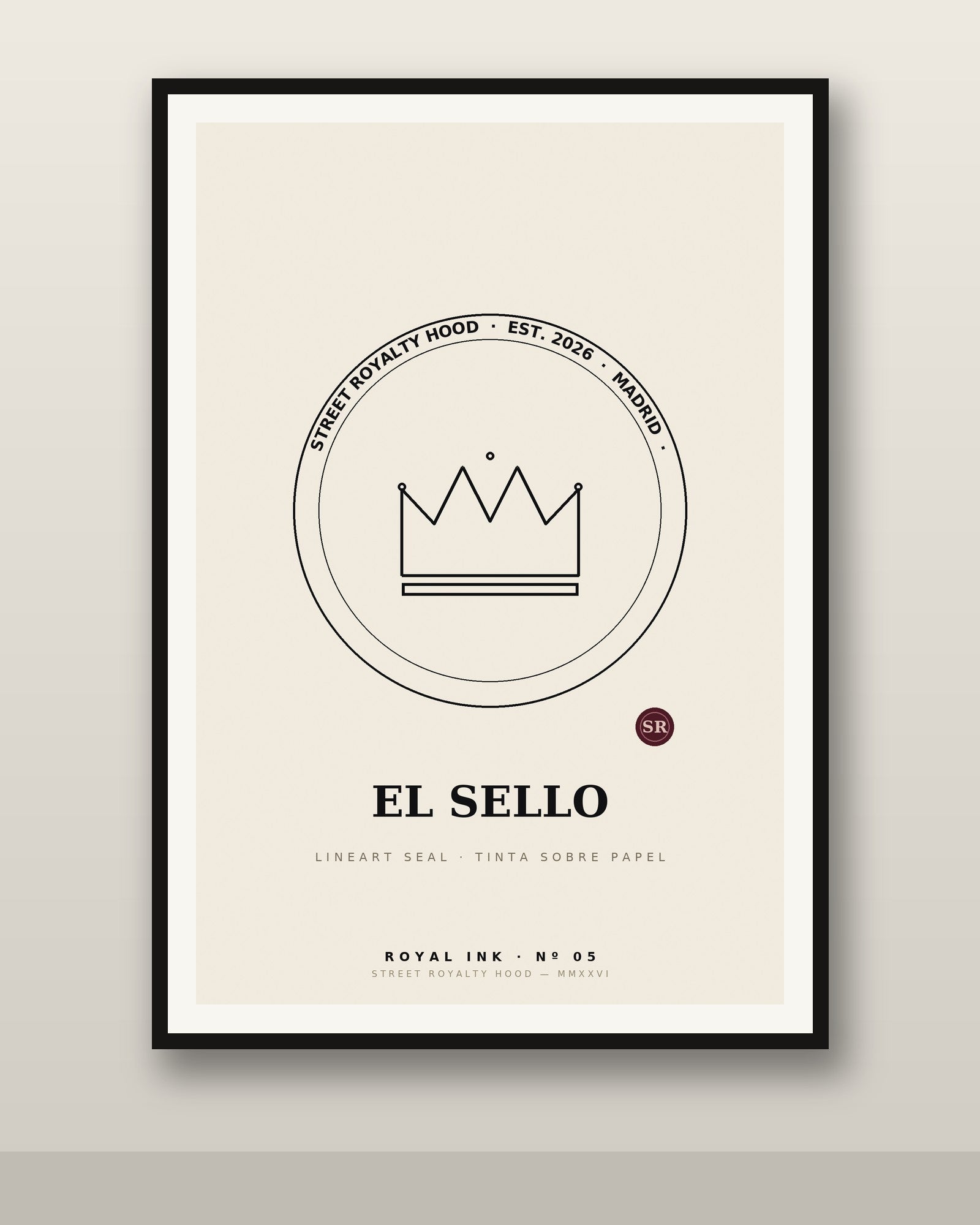 Lámina El Sello enmarcada en pared