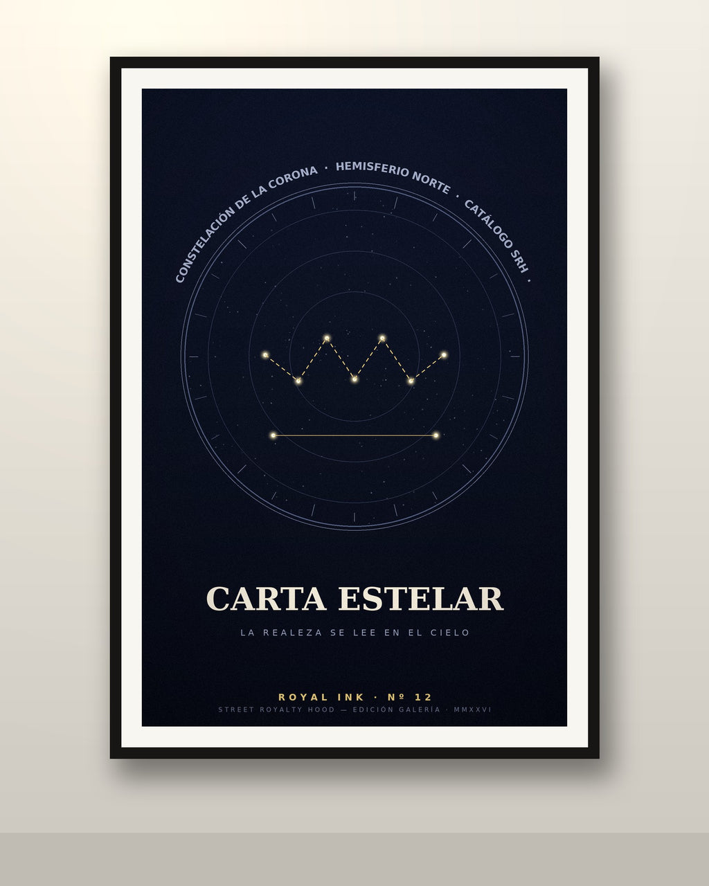 Lámina Carta Estelar enmarcada en pared