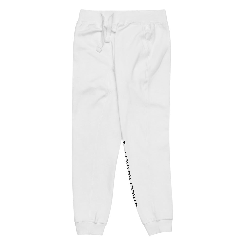 Street Royalty | Sweatpants Fleece Blanco — Wordmark Vertical Blanco
