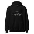 Hoodie Stay Royal negro, vista frontal, pecho central