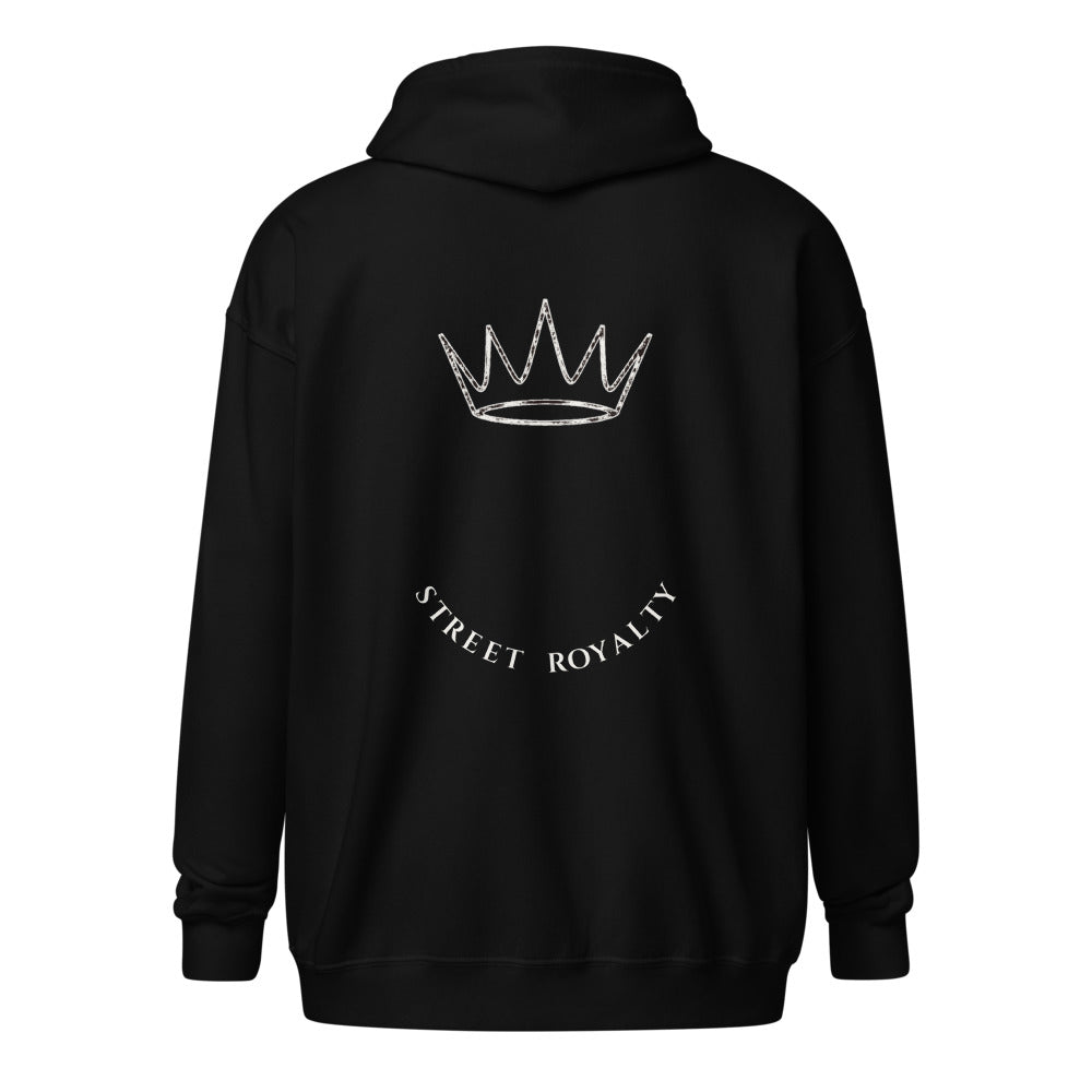 Sudadera cremallera Street Royalty Corona Arco color Negro, vista trasera modelo