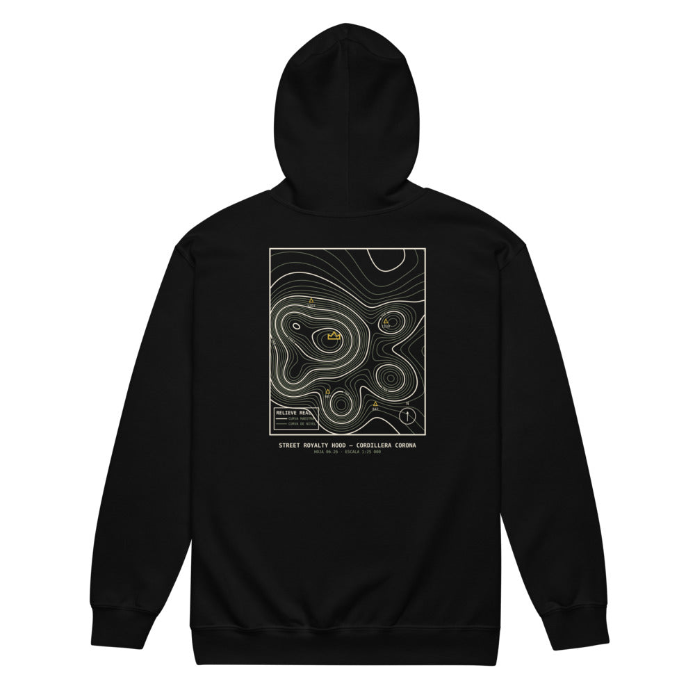 Vista trasera de la sudadera cremallera Relieve sobre modelo