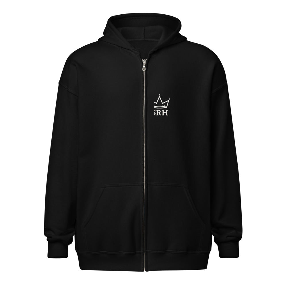 Sudadera cremallera Street Royalty Corona SRH color Negro, vista frontal modelo