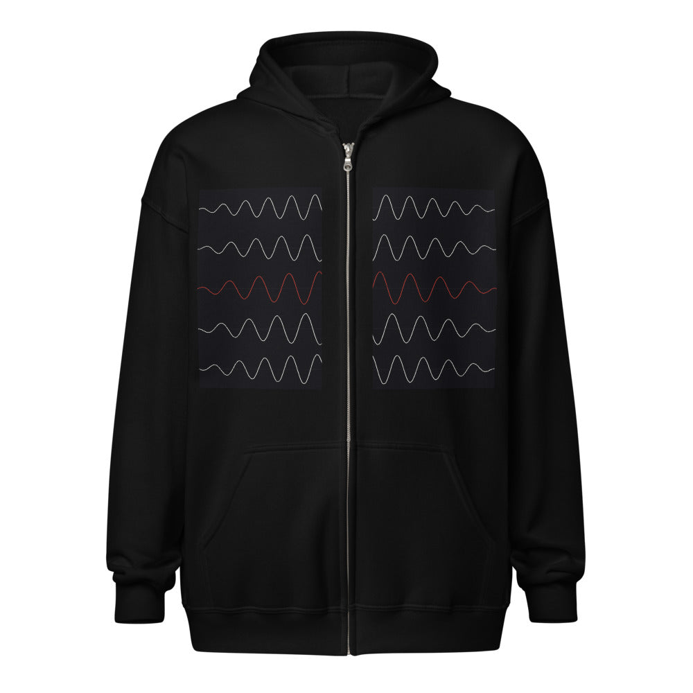 Sudadera cremallera Frecuencia negra — frontal