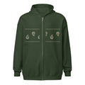 Hoodie cremallera verde bosque con banda paisley en el pecho