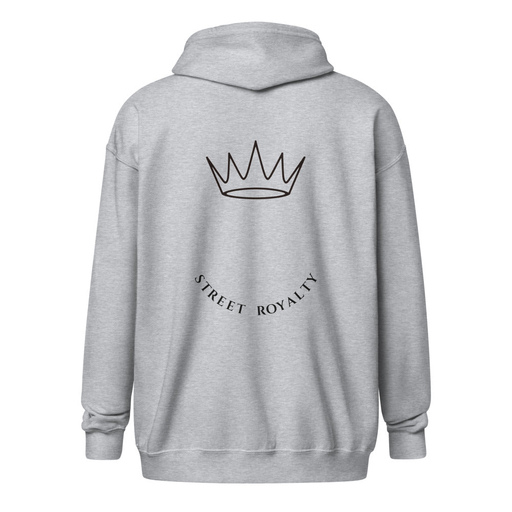 Sudadera cremallera Street Royalty Corona Arco color Sport Grey, vista trasera modelo