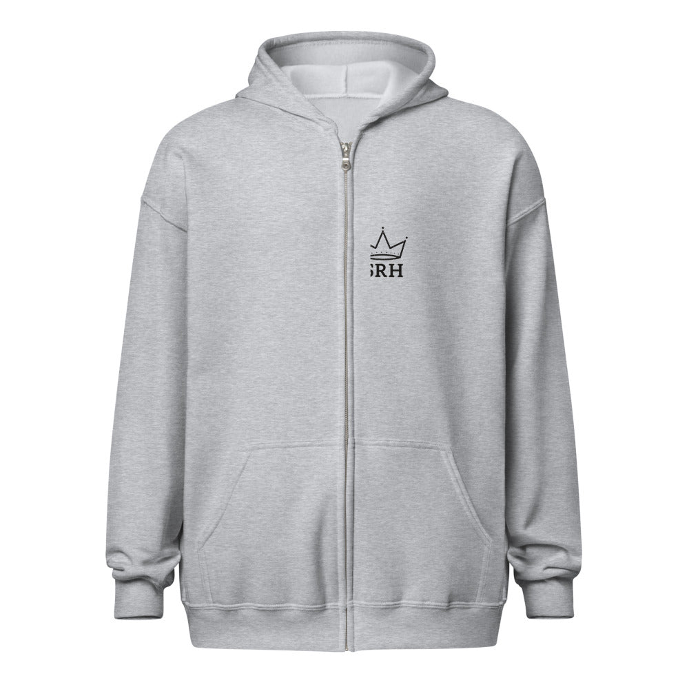 Sudadera cremallera Street Royalty Corona SRH color Sport Grey, vista frontal modelo