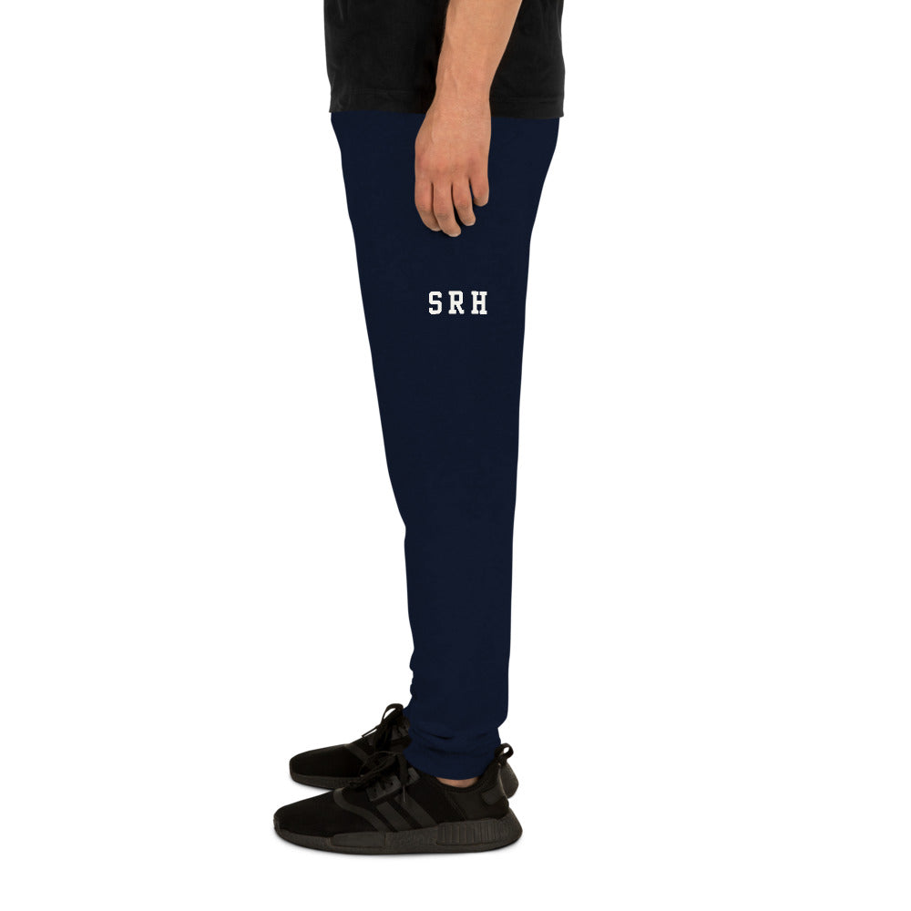 Jogger Street Royalty SRH Varsity navy, detalle estampado pierna izquierda