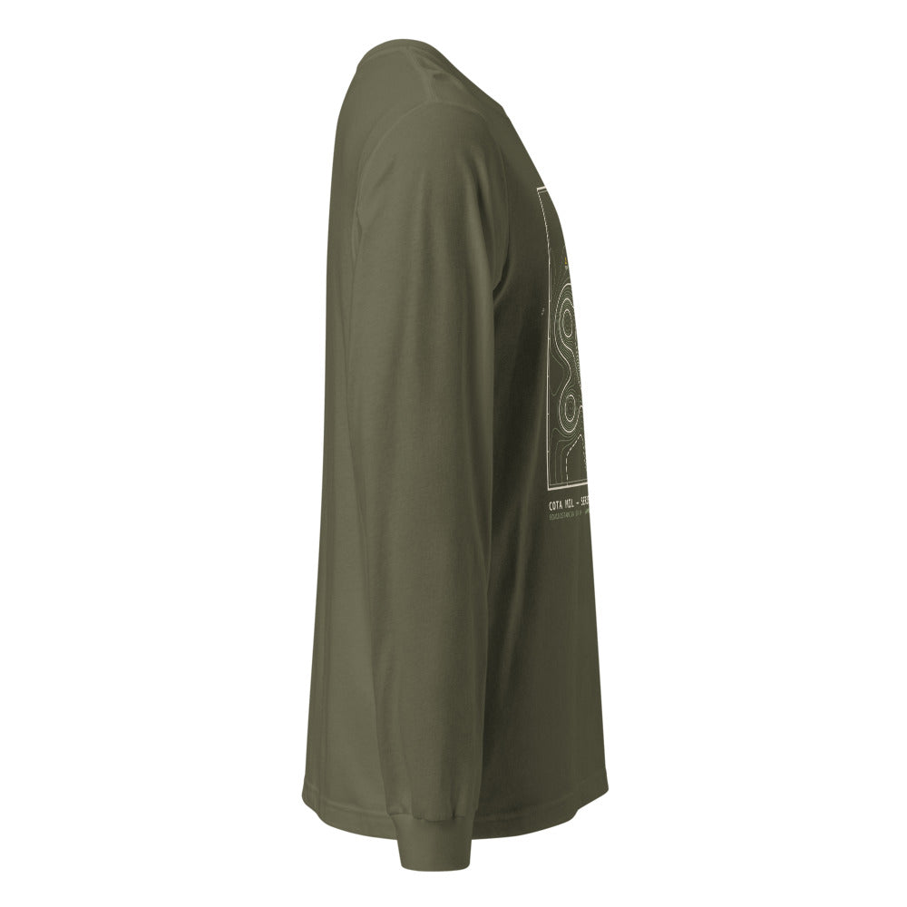 Vista lateral derecha de la camiseta manga larga verde militar