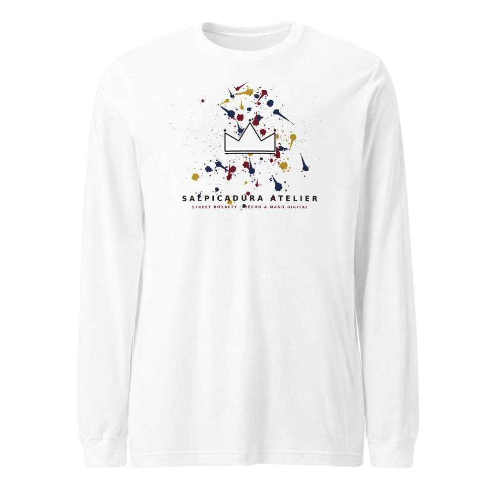 Camiseta manga larga blanca con cascada de salpicaduras