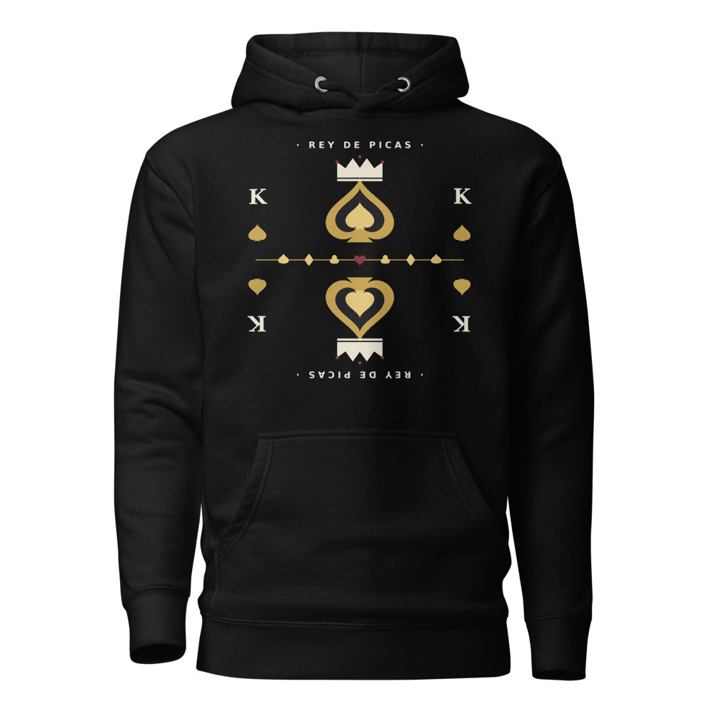 Hoodie Premium Rey de Picas negro — frontal
