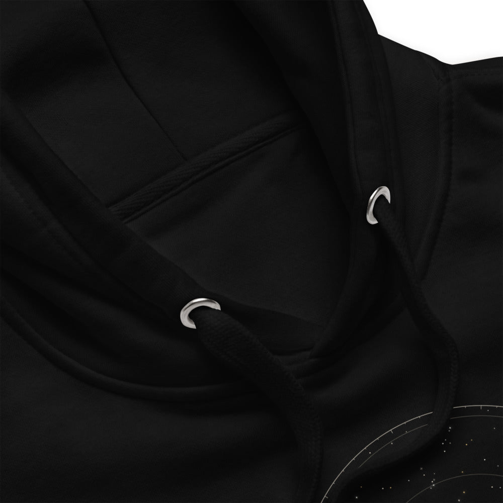 Hoodie Corona Boreal negro — detalle de tejido