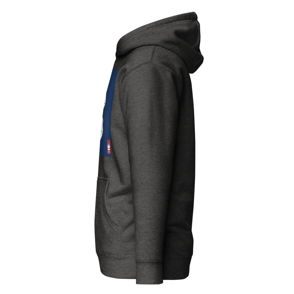 Hoodie cianotipo hoja gris jaspeado — lateral