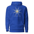 Hoodie Estrella de Ocho azul royal — estrella zellige con corona de oro, vista frontal