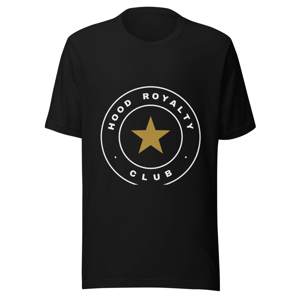 Camiseta negra Street Royalty con sello circular Club estampado en el pecho — vista frontal