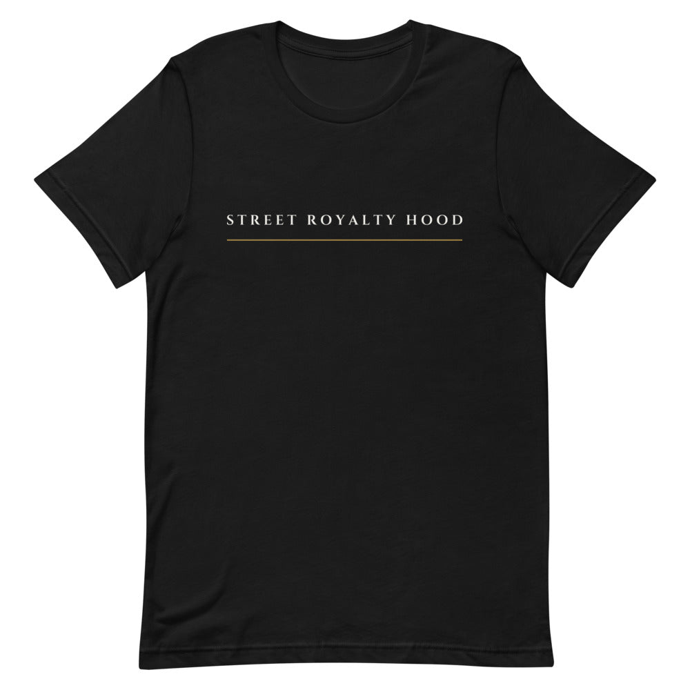 Camiseta negra Street Royalty Wide Lockup — vista frontal plana