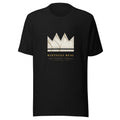 Camiseta negra con corona de porcelana kintsugi reparada en oro y lockup Kintsugi Real