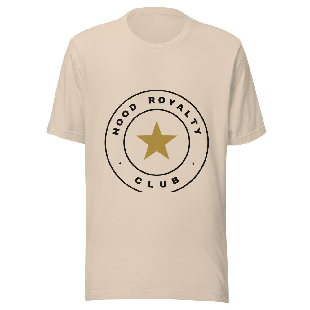 Camiseta crema Street Royalty con sello circular Club en el pecho — vista frontal