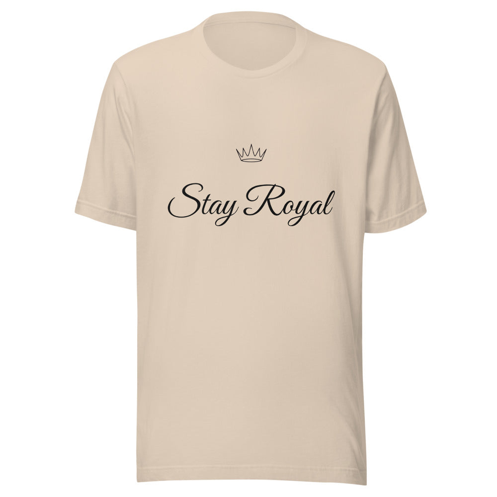 Camiseta crema Street Royalty con wordmark Stay Royal en el pecho — vista frontal