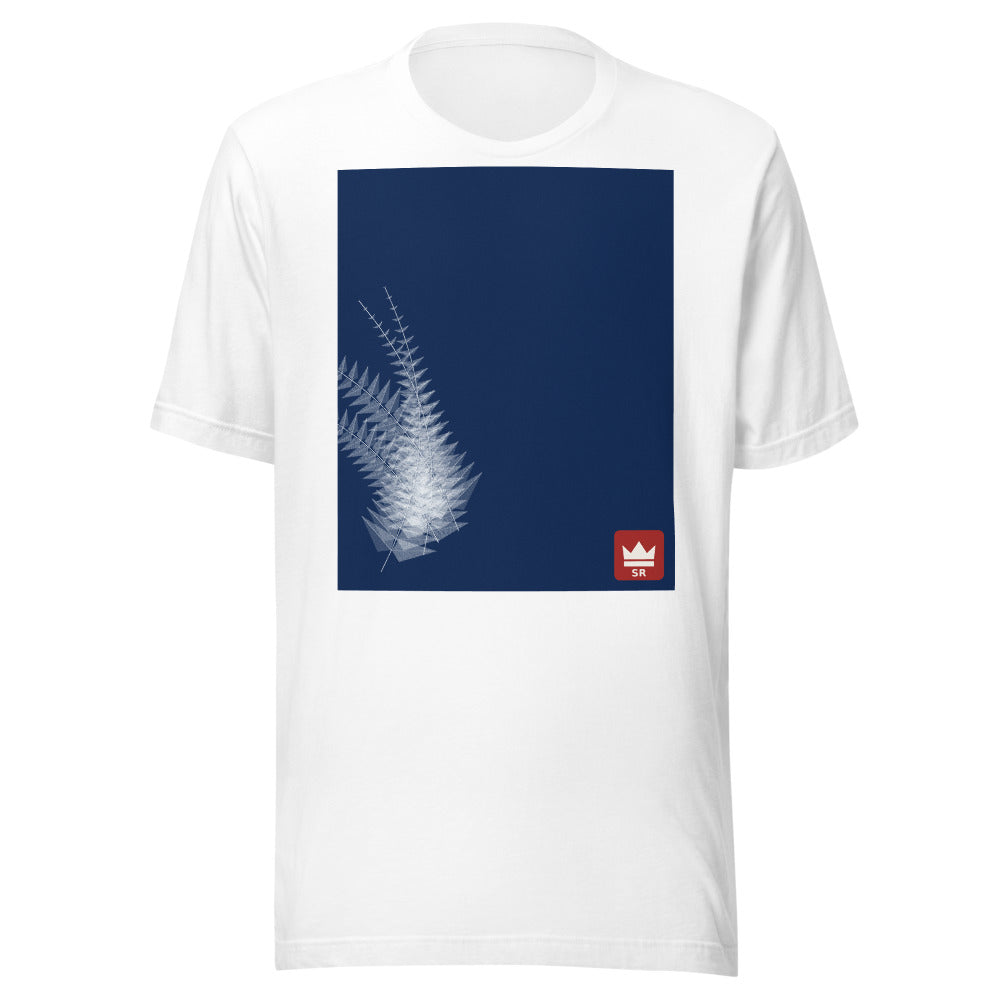 Camiseta cianotipo helecho blanca — frontal