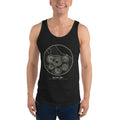 Camiseta de tirantes negra con carta topográfica circular Relieve Real en crema y dorado