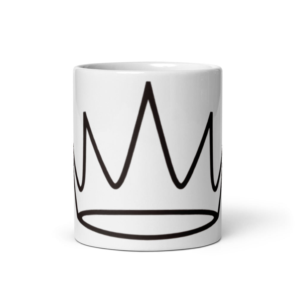 Taza blanca Street Royalty Corona Line-Art, vista frontal