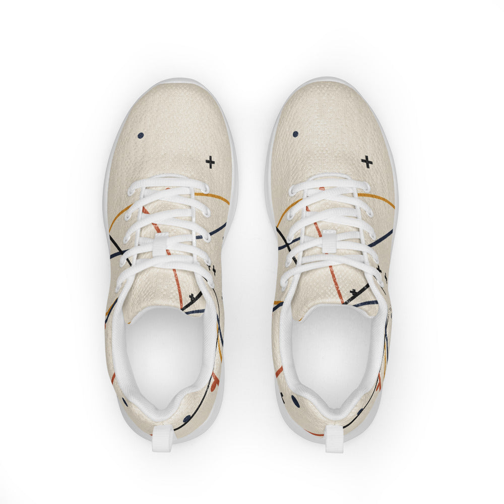 Zapatillas Deportivas Órbita crema — órbitas finas navy, terracota y mostaza, vista superior