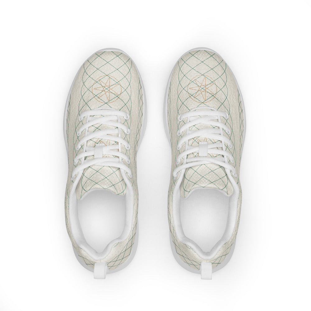 Zapatillas deportivas con trenza guilloché esmeralda sobre marfil, vista superior