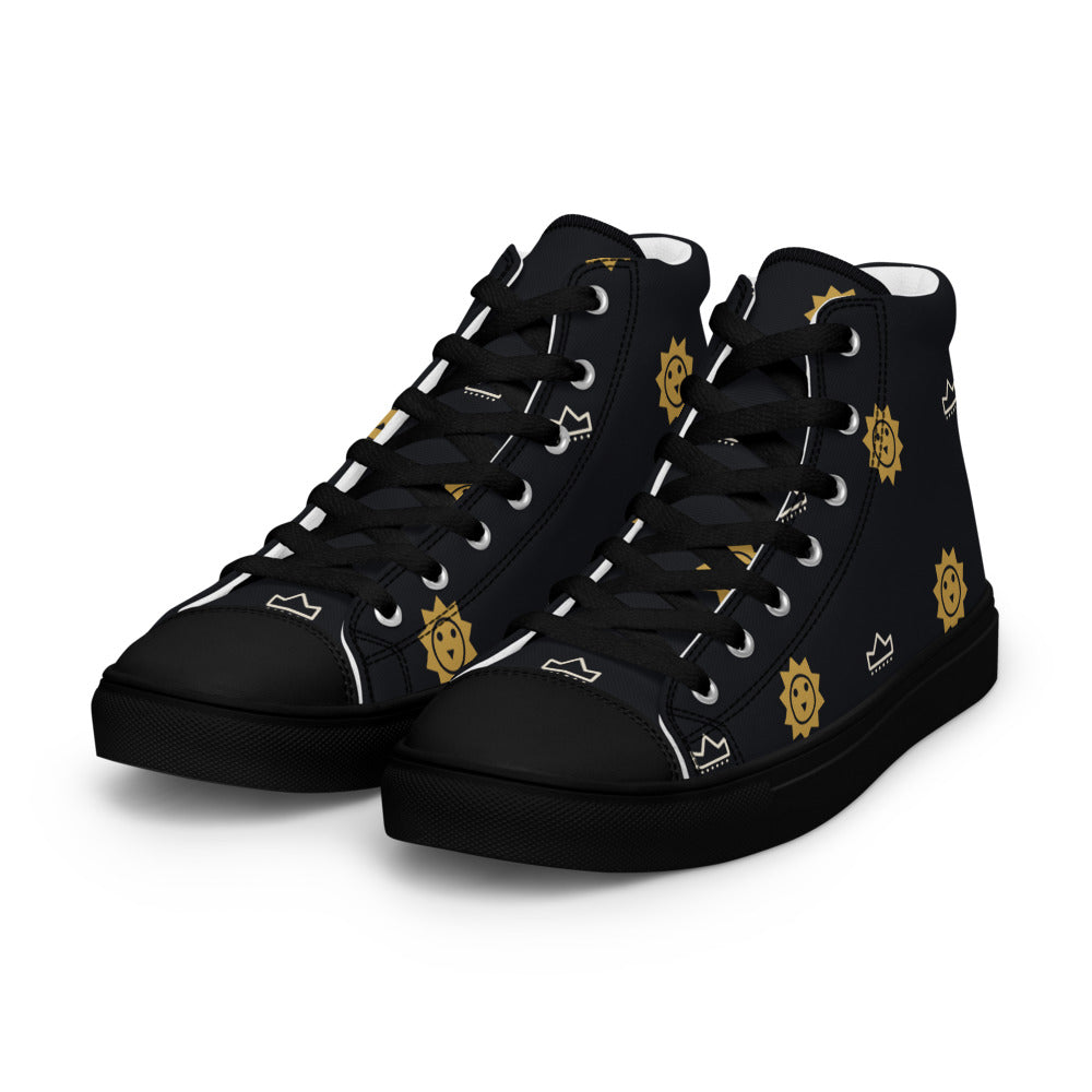 Zapatillas altas de mujer negras con patrón Rex — vista frontal izquierda