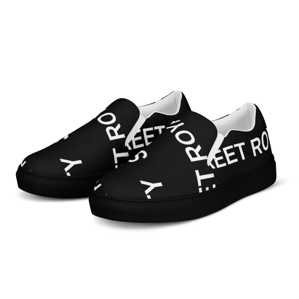 Street Royalty | Zapatillas Slip-On Mujer — Diagonal Negras