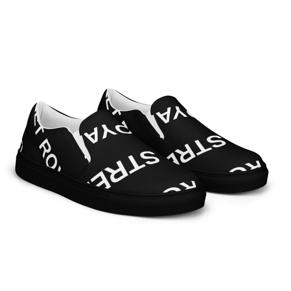Street Royalty | Zapatillas Slip-On Mujer — Diagonal Negras